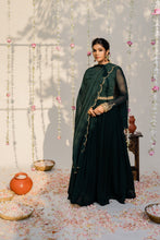 Load image into Gallery viewer, Bottle Green Embroidered Anarkali Set
