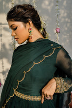 Load image into Gallery viewer, Bottle Green Embroidered Anarkali Set
