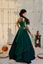 Load image into Gallery viewer, Bottle Green Embroidered Lehenga Set

