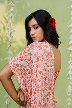 Load image into Gallery viewer, Reddish Orange Embroidered Sharara Saree Set
