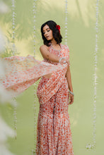 Load image into Gallery viewer, Reddish Orange Embroidered Sharara Saree Set
