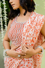 Load image into Gallery viewer, Reddish Orange Embroidered Sharara Saree Set
