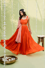 Load image into Gallery viewer, Reddish Orange Embroidered Anarkali Set
