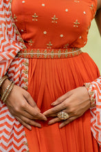Load image into Gallery viewer, Reddish Orange Embroidered Anarkali Set
