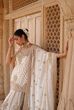 Load image into Gallery viewer, Shabnam - Daisy Ivory Kurta Set with Sharara &amp; Dupatta
