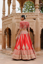Load image into Gallery viewer, Mahroz - Deep Red Lehenga Set with Blouse &amp; Dupatta
