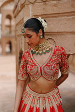 Load image into Gallery viewer, Mahroz - Deep Red Lehenga Set with Blouse &amp; Dupatta
