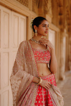 Load image into Gallery viewer, Noorbano - Hot Pink Lehenga Set with Blouse &amp; Dupatta
