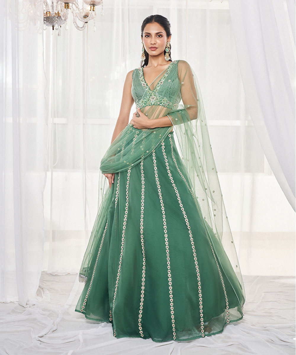 TEAL GREEN LEHENGA SET