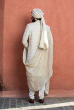 Load image into Gallery viewer, BEIGE MONGA EMBROIDERED ACHKAN WITH KURTA AND CHURIDAR
