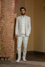 Load image into Gallery viewer, IVORY RAW SILK SHORT EMBROIDERED JACKET WITH VEST AND PANT
