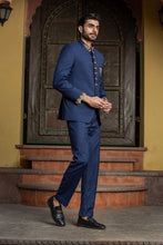 Load image into Gallery viewer, NAVY BLUE JODHPUR SUIT ZARDOZI EMBROIDERED
