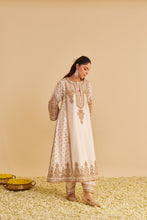 Load image into Gallery viewer, Zoya - Dabka Zardozi Embroidered Rich Banarasi Kalidaar Daisy Ivory Long Chauga Set
