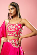Load image into Gallery viewer, Hot pink hand embroidered lehenga set
