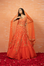 Load image into Gallery viewer, Orange Zardosi Embroidered Lehenga Set
