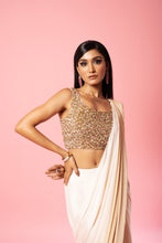 Load image into Gallery viewer, Ivory and golden ombre saree
