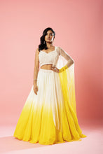 Load image into Gallery viewer, Ivory  and yellow ombre lehenga set
