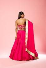Load image into Gallery viewer, Hot pink hand embroidered lehenga set

