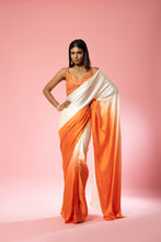 Load image into Gallery viewer, Ivory and orange ombre saree set
