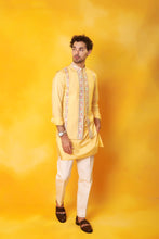 Load image into Gallery viewer, Yellow Kurta and 2 in 1 open close Nehru Jacket with trouser
