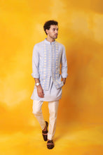 Load image into Gallery viewer, Sky Blue Kurta and Nehru Jacket 2 in 1 open and close with Trouser
