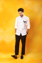 Load image into Gallery viewer, White Shirt All over front embroidery with bird embroidery
