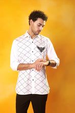 Load image into Gallery viewer, White Shirt All over front embroidery with bird embroidery
