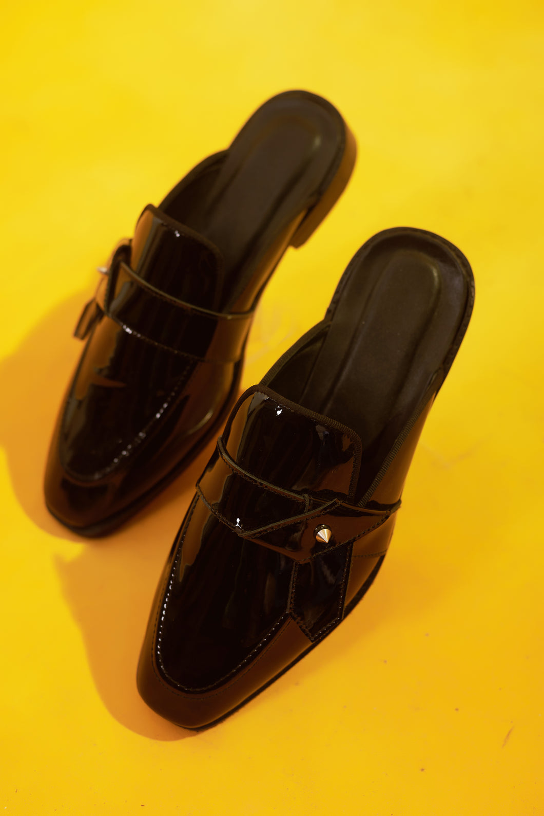 Patent Black Mules