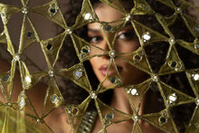 Load image into Gallery viewer, Predraped , mehendi green , hand embroidered net &amp; satin saree
