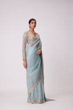 Load image into Gallery viewer, POWDER BLUE ORGANZA SAREE SET
