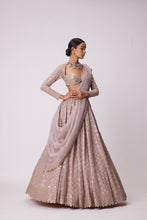 Load image into Gallery viewer, ASH PINK FLOWER EMBROIDERED LEHENGA SET
