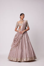 Load image into Gallery viewer, ASH PINK SEQUIN EMBROIDERED LEHENGA SET
