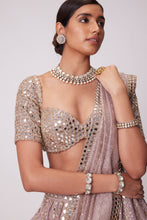 Load image into Gallery viewer, ASH PINK SEQUIN EMBROIDERED LEHENGA SET
