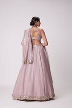 Load image into Gallery viewer, ASH PINK MIRROR HAND EMBROIDERED LEHENGA SET

