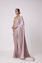 Load image into Gallery viewer, ASH PINK SATIN SAREE SET
