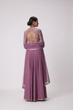 Load image into Gallery viewer, MUD  MAUVE HAND EMBROIDERED LEHENGA PANTS SET
