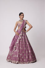 Load image into Gallery viewer, MUD  MAUVE SEQUIN EMBROIDERED LEHENGA SET
