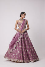 Load image into Gallery viewer, MUD  MAUVE SEQUIN EMBROIDERED LEHENGA SET
