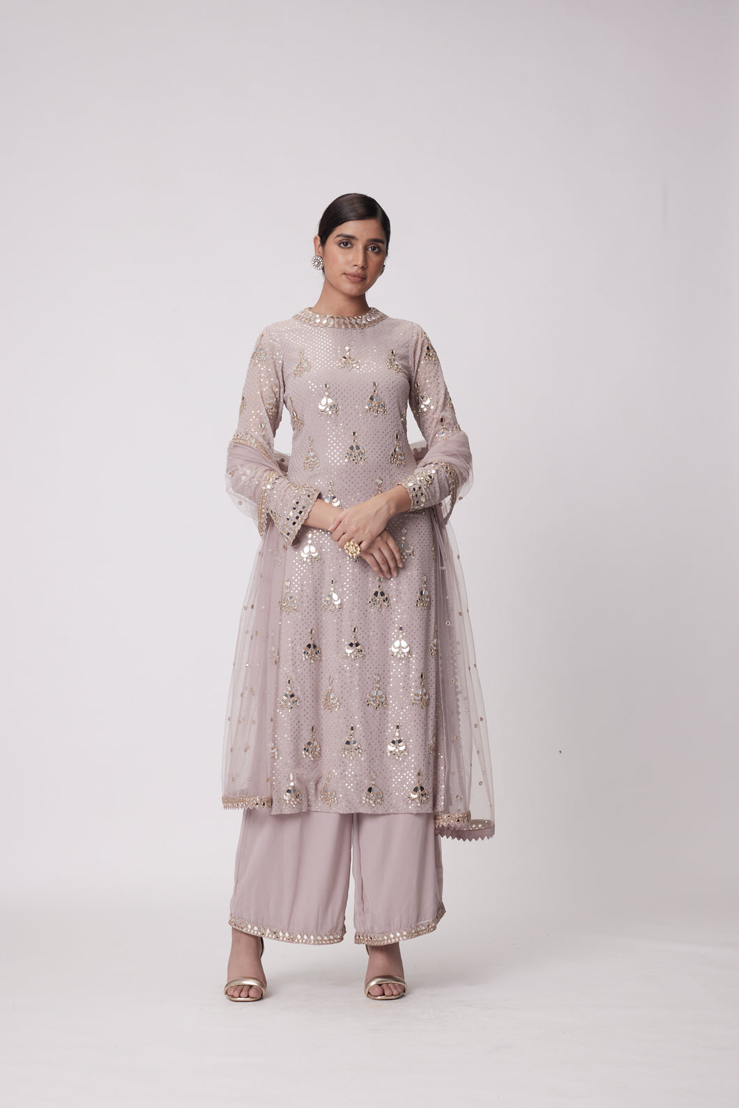 MUD  MAUVE STRAIGHT KURTA SET