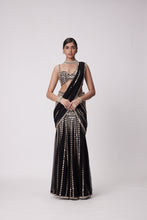 Load image into Gallery viewer, BLACK PRE DRAPED SAREE SET
