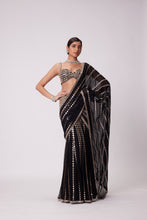 Load image into Gallery viewer, BLACK PRE DRAPED SAREE SET
