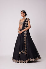 Load image into Gallery viewer, BLACK ORGANZA LEHENGA SET
