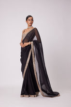 Load image into Gallery viewer, BLACK ORGANZA SAREE SET
