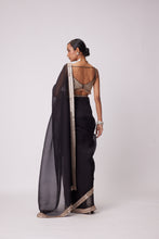 Load image into Gallery viewer, BLACK ORGANZA SAREE SET
