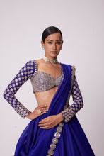 Load image into Gallery viewer, PERSIAN BLUE HAND EMBROIDERED LEHENGA SET
