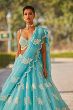 Load image into Gallery viewer, Blue Flower Lehenga Set
