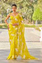 Load image into Gallery viewer, Moss Green Flower Saree Set
