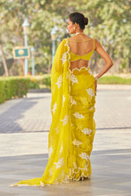 Load image into Gallery viewer, Moss Green Flower Saree Set
