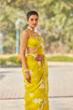 Load image into Gallery viewer, Moss Green Flower Saree Set
