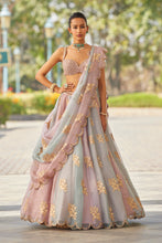 Load image into Gallery viewer, Ash Pink Flower Lehenga Set
